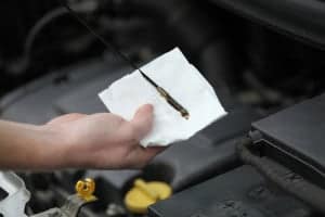engine oil dipstick in car