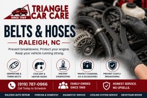 Belts and hoses Raleigh NC by Triangle Car Care