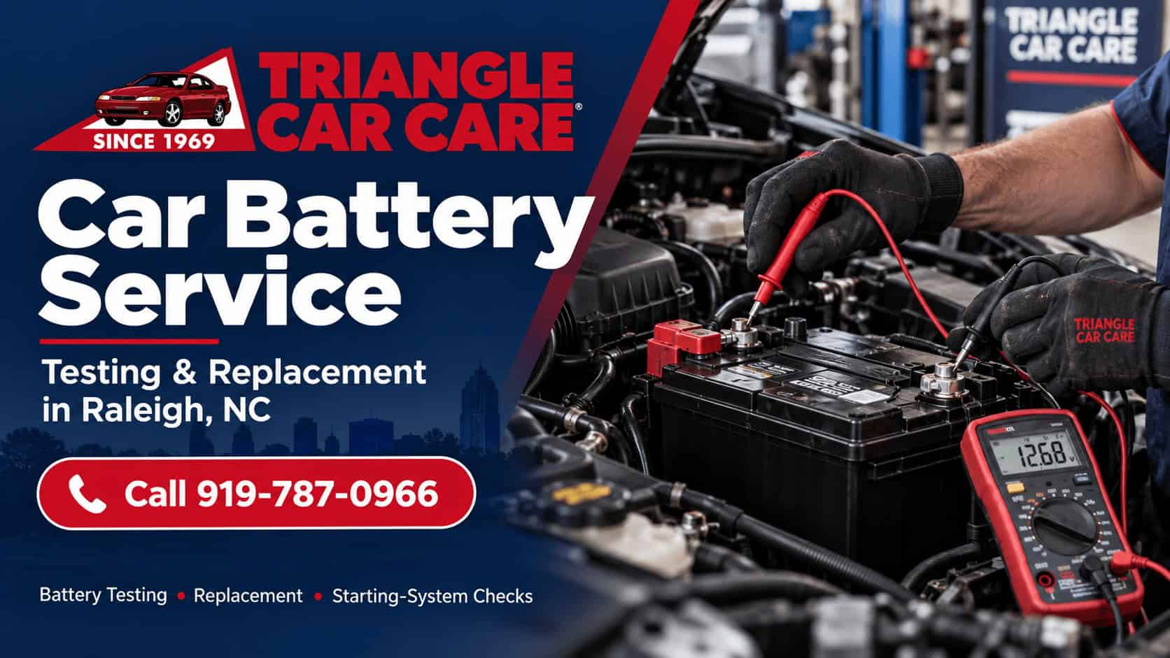 Car battery testing and replacement in Raleigh NC at Triangle Car Care